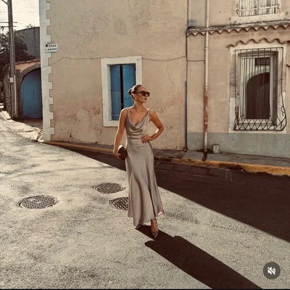 ZARA ZW COLLECTION SATIN LONG DRESS - Picture 5 of 14